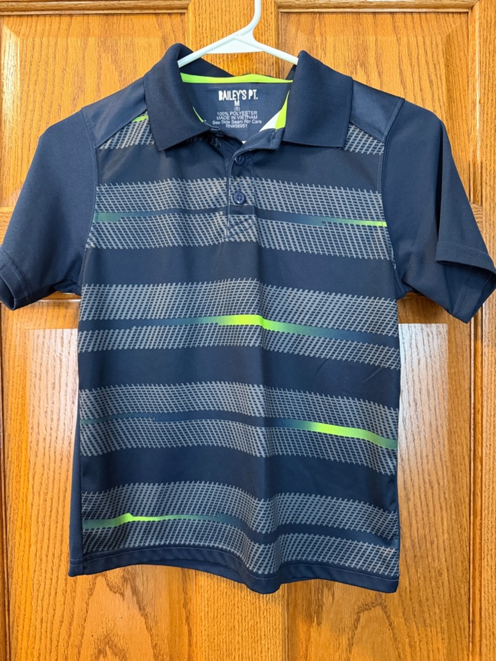 Boys' Navy Polo with Lime Stripes